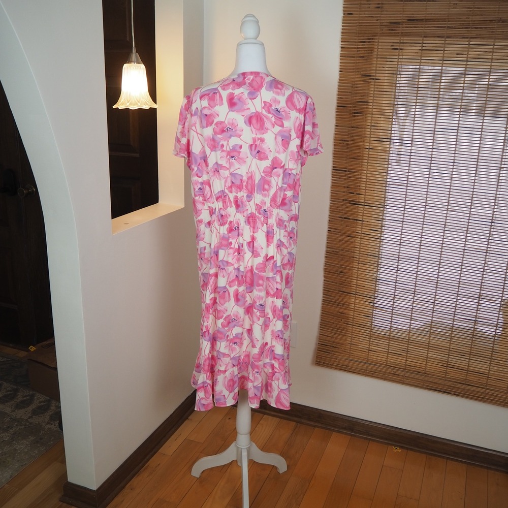 Talbots Spring Poppies Pink Floral Dress Women's Size 16 Romantic Flutter Art - Picture 3 of 11